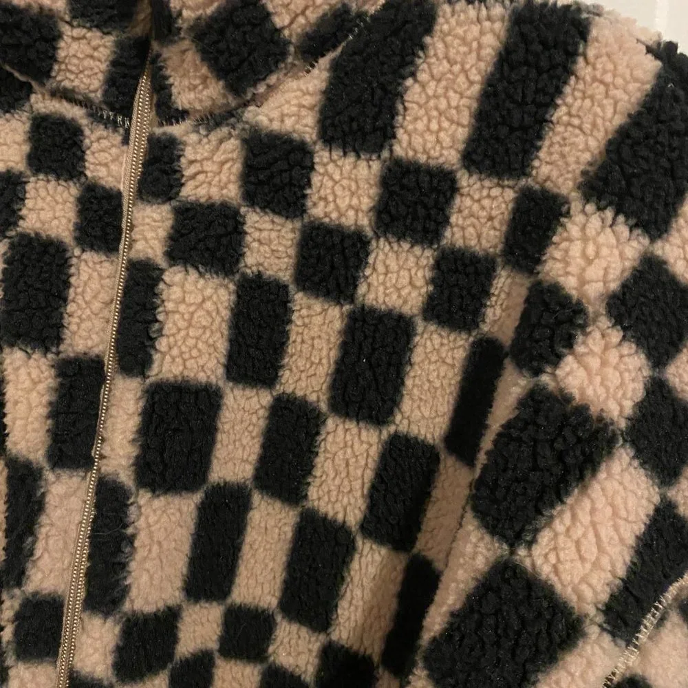 a new day Black and Tan Checkered Teddy Jacket - Picture 2 of 5